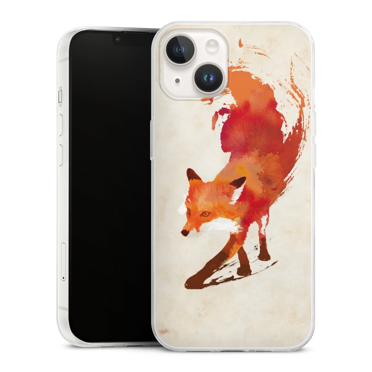 iPhone 14 Handy Slim Case extra dünn Silikon Handyhülle transparent Hülle Fox Graphic Silikon Slim Case