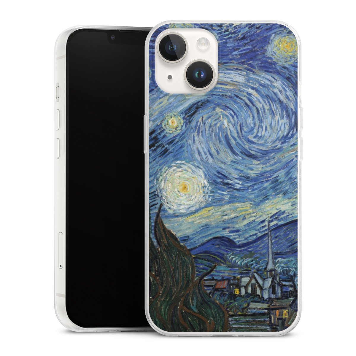 iPhone 14 Handy Slim Case extra dünn Silikon Handyhülle transparent Hülle The Starry Night Kunst Vincent Van Gogh Silikon Slim Case