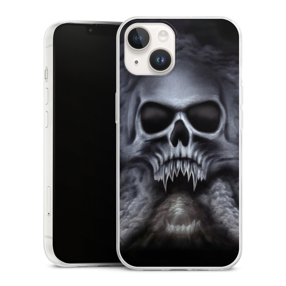 iPhone 14 Handy Slim Case extra dünn Silikon Handyhülle transparent Hülle Totenkopf Skull Silikon Slim Case