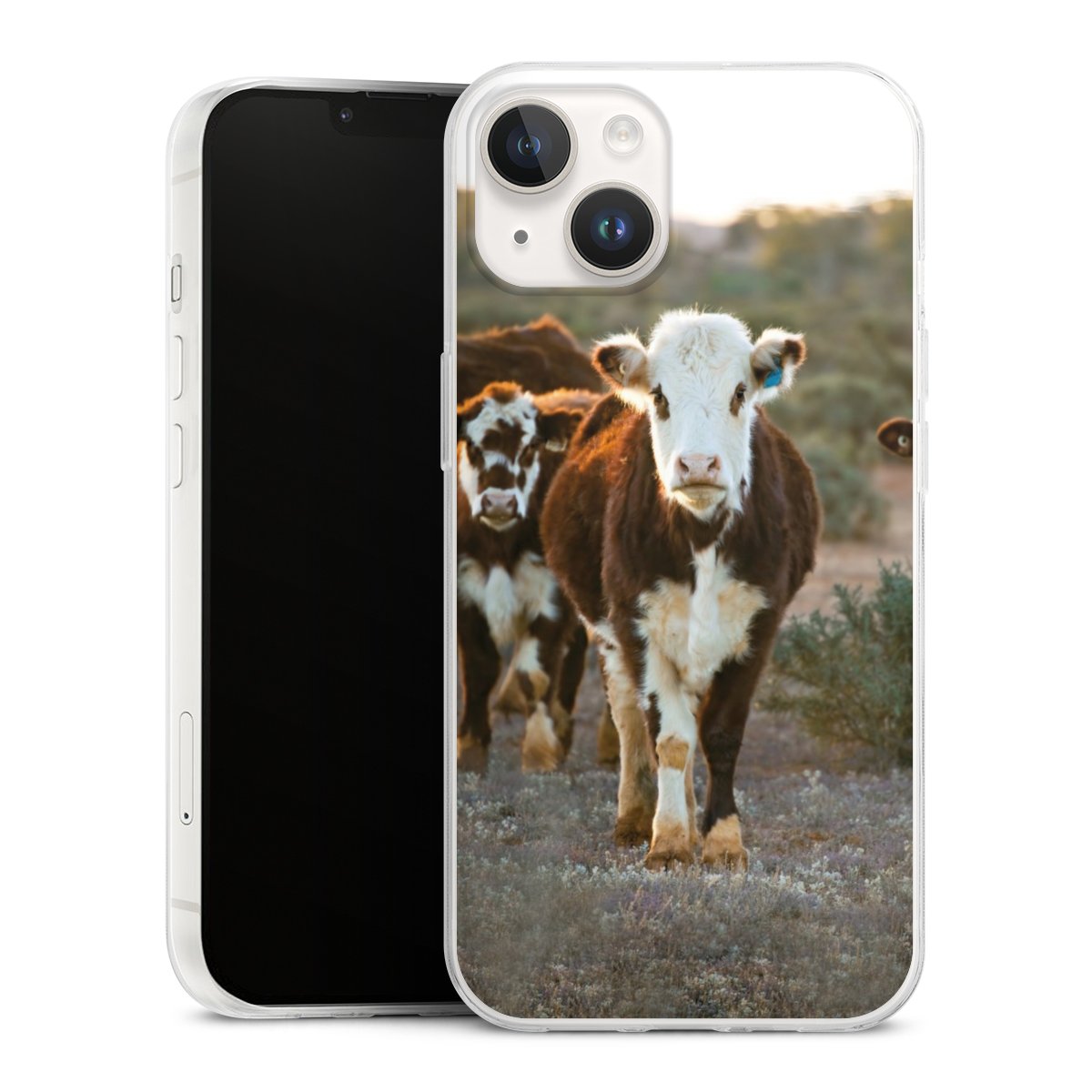 iPhone 14 Handy Slim Case extra dünn Silikon Handyhülle transparent Hülle Cow Farmer Calf Silikon Slim Case