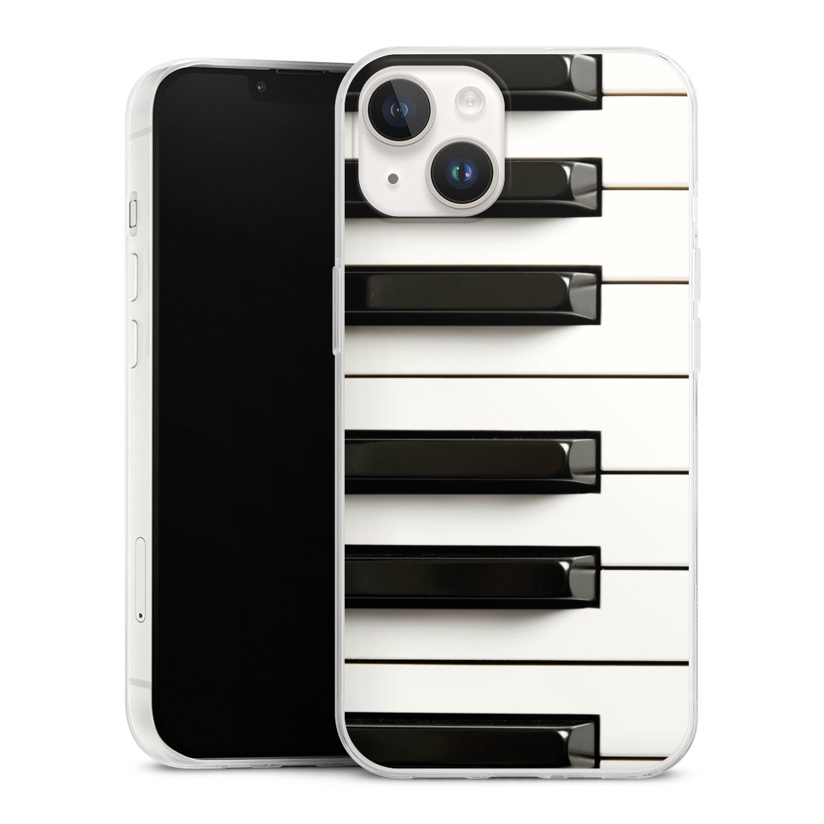 iPhone 14 Handy Slim Case extra dünn Silikon Handyhülle transparent Hülle Klavier Piano Music Silikon Slim Case