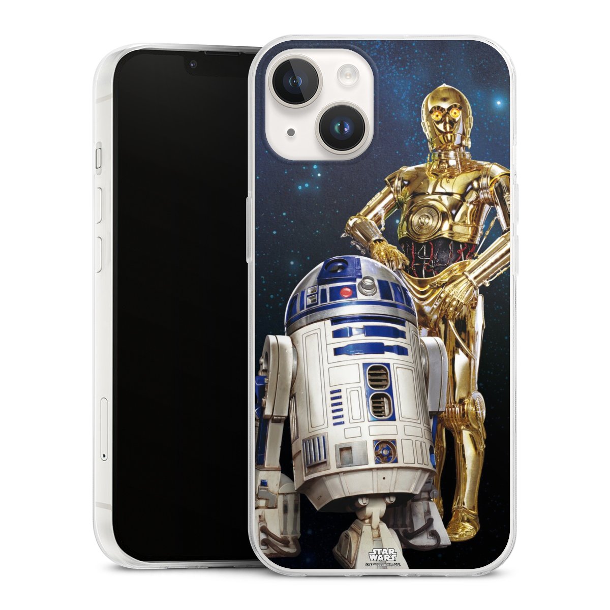 iPhone 14 Handy Slim Case extra dünn Silikon Handyhülle transparent Hülle Weltall Star Wars R2d2 Silikon Slim Case