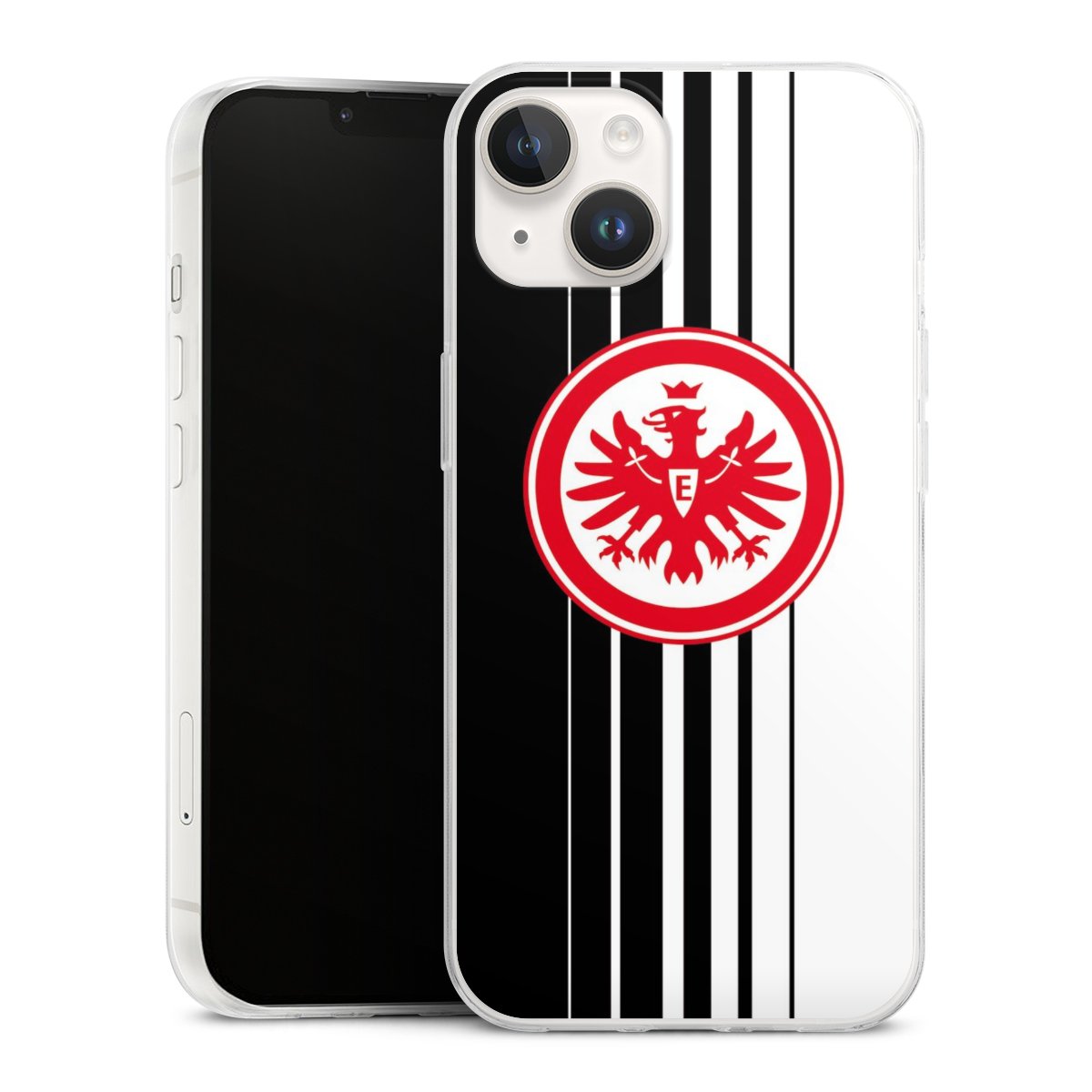 iPhone 14 Handy Slim Case extra dünn Silikon Handyhülle transparent Hülle Stripes Eintracht Frankfurt Official Licensed Product Silikon Slim Case