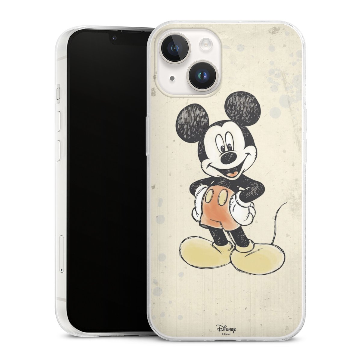 iPhone 14 Handy Slim Case extra dünn Silikon Handyhülle transparent Hülle Water Colour Mickey & Minnie Mouse Official Licensed Product Silikon Slim Case