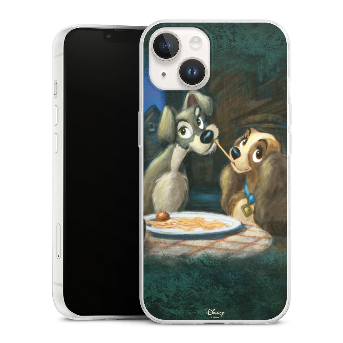 iPhone 14 Handy Slim Case extra dünn Silikon Handyhülle transparent Hülle Lady And The Tramp Official Licensed Product Disney Silikon Slim Case