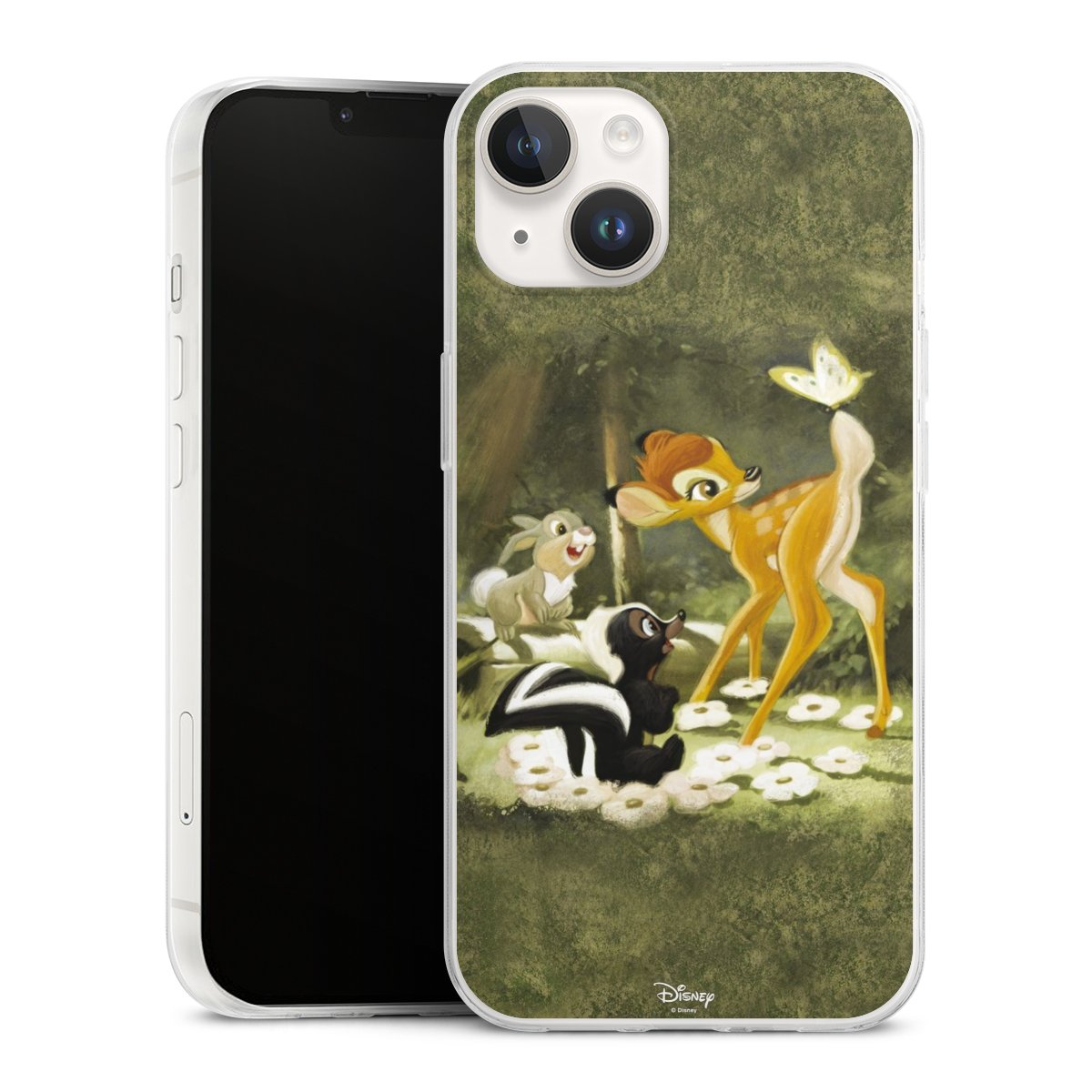 iPhone 14 Handy Slim Case extra dünn Silikon Handyhülle transparent Hülle Disney Official Licensed Product Bambi Silikon Slim Case