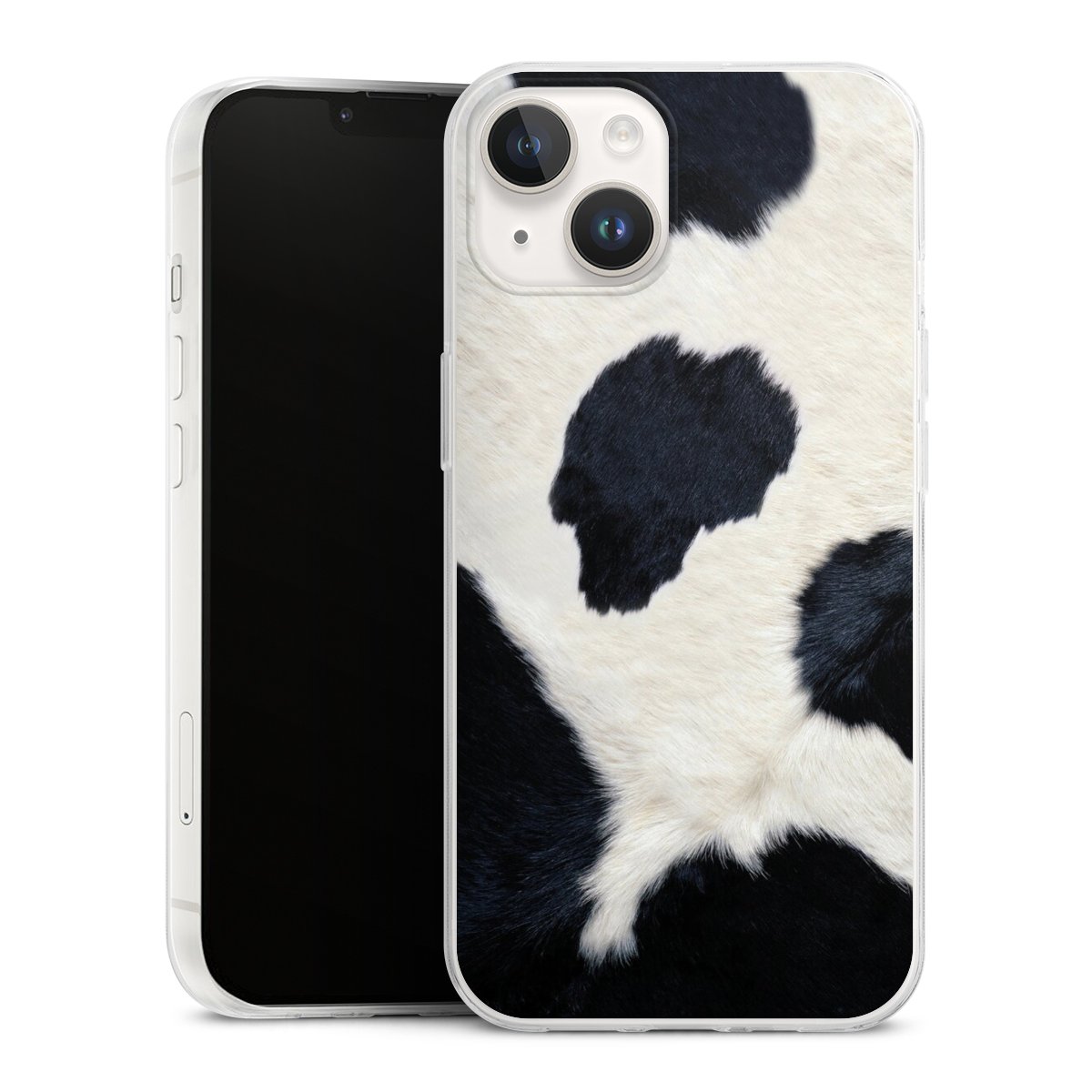 iPhone 14 Handy Slim Case extra dünn Silikon Handyhülle transparent Hülle Animal Look Animal Print Cow Skin Silikon Slim Case