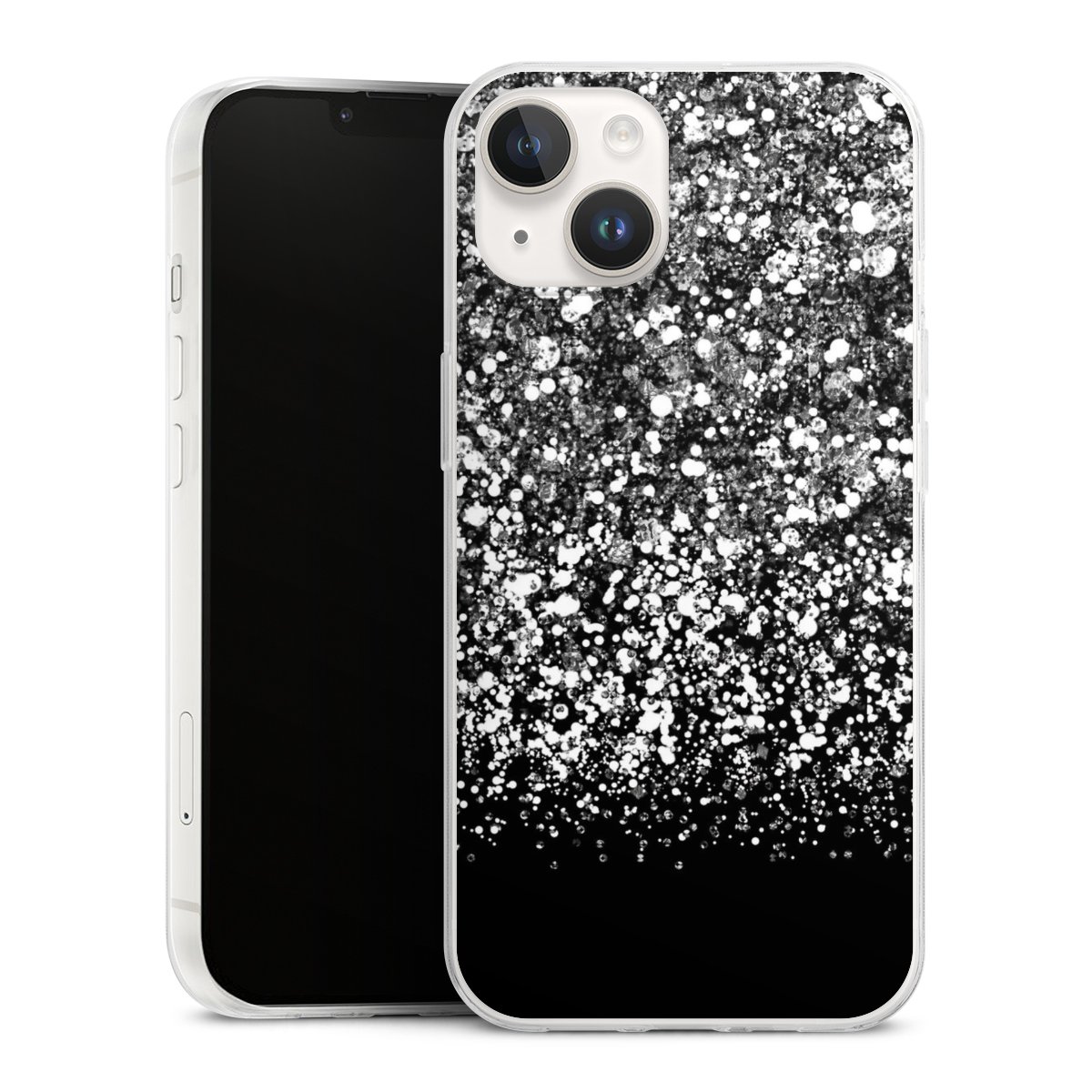 iPhone 14 Handy Slim Case extra dünn Silikon Handyhülle transparent Hülle Glitzer Snowflake Muster Silikon Slim Case