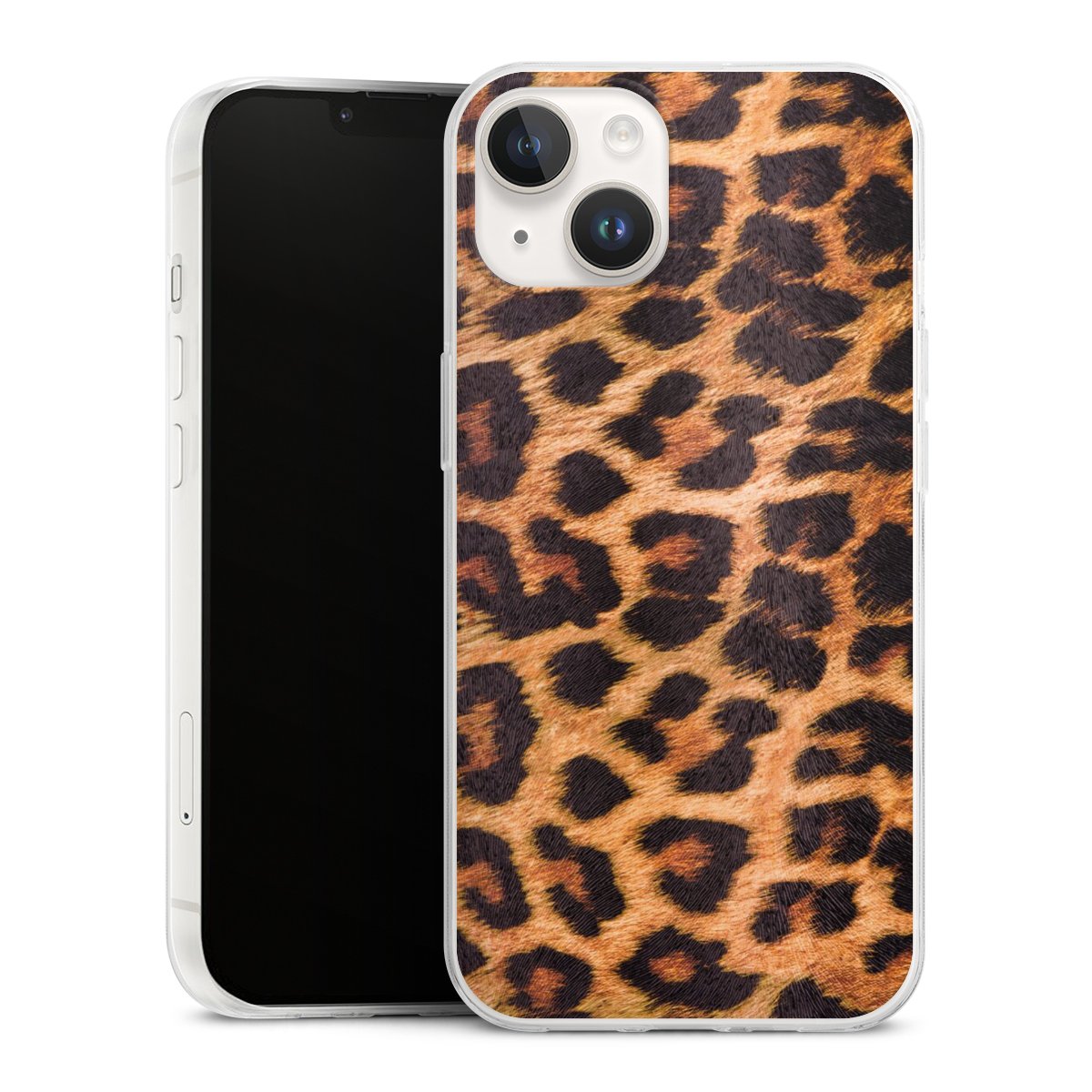 iPhone 14 Handy Slim Case extra dünn Silikon Handyhülle transparent Hülle Animal Print Leopard Fur Silikon Slim Case