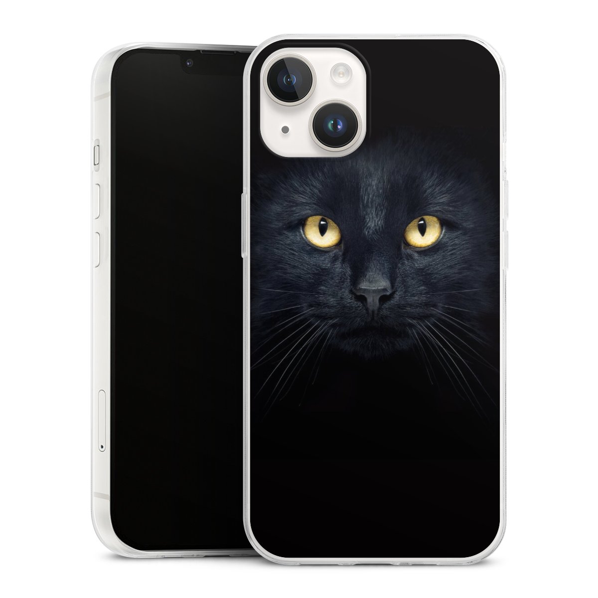 iPhone 14 Handy Slim Case extra dünn Silikon Handyhülle transparent Hülle Eye Cat Black Silikon Slim Case