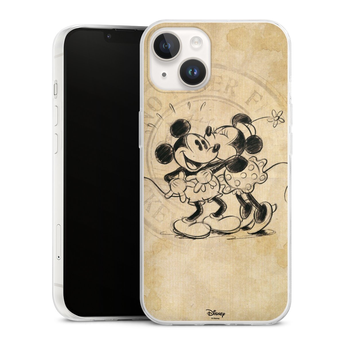 iPhone 14 Handy Slim Case extra dünn Silikon Handyhülle transparent Hülle Mickey Mouse Vintage Minnie Mouse Silikon Slim Case