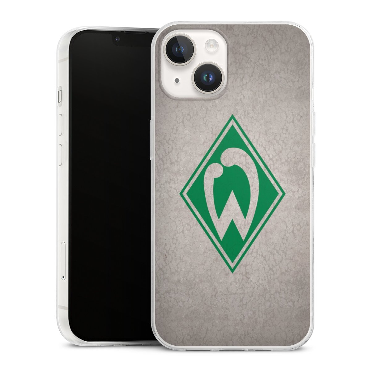 iPhone 14 Handy Slim Case extra dünn Silikon Handyhülle transparent Hülle Sv Werder Bremen Concrete Official Licensed Product Silikon Slim Case