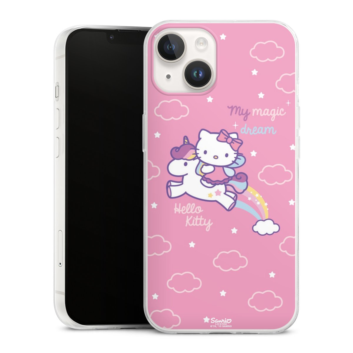 iPhone 14 Handy Slim Case extra dünn Silikon Handyhülle transparent Hülle Einhorn Official Licensed Product Hello Kitty Silikon Slim Case