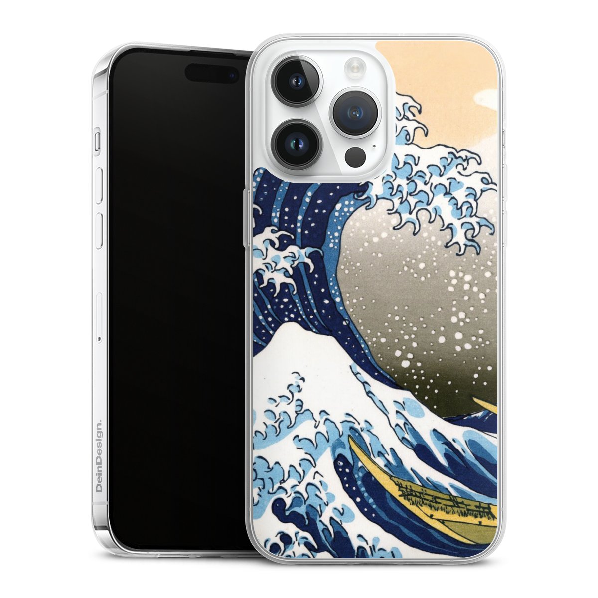 iPhone 14 Pro Max Handy Slim Case extra dünn Silikon Handyhülle transparent Hülle Kunst Katsushika Hokusai Die Große Welle Vor Kanagawa Silikon Slim Case