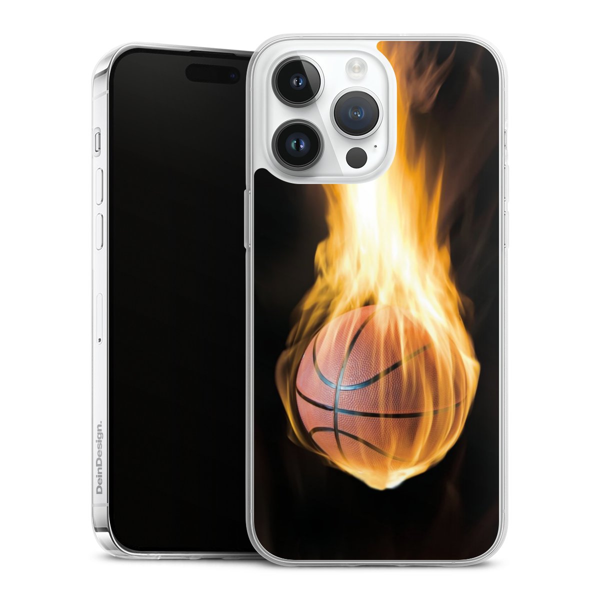 iPhone 14 Pro Max Handy Slim Case extra dünn Silikon Handyhülle transparent Hülle Basketball Sports Fire Silikon Slim Case