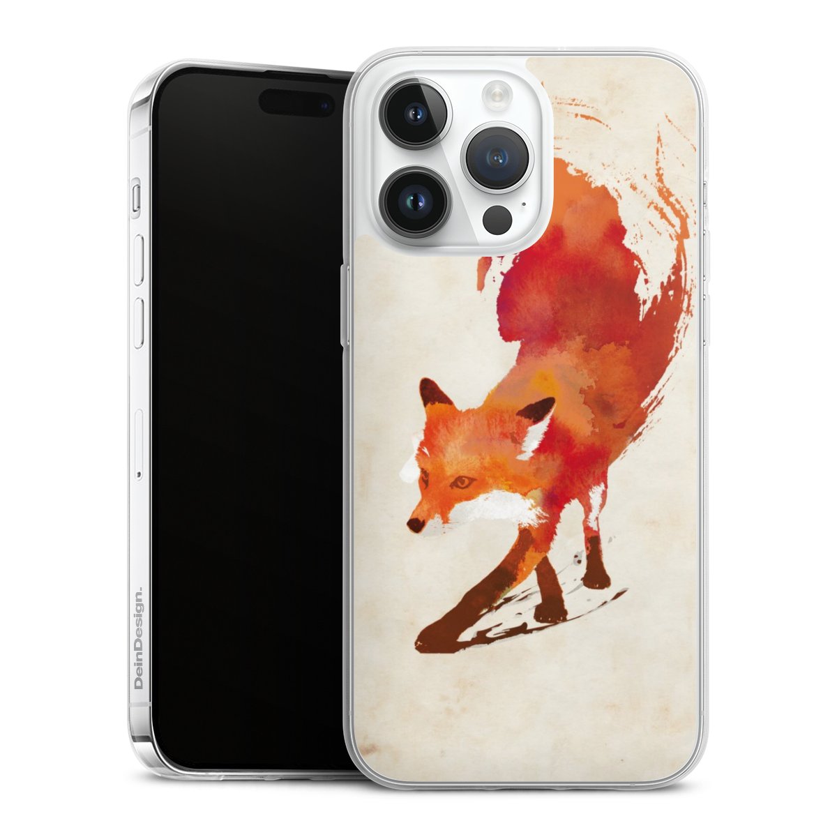 iPhone 14 Pro Max Handy Slim Case extra dünn Silikon Handyhülle transparent Hülle Fox Graphic Silikon Slim Case