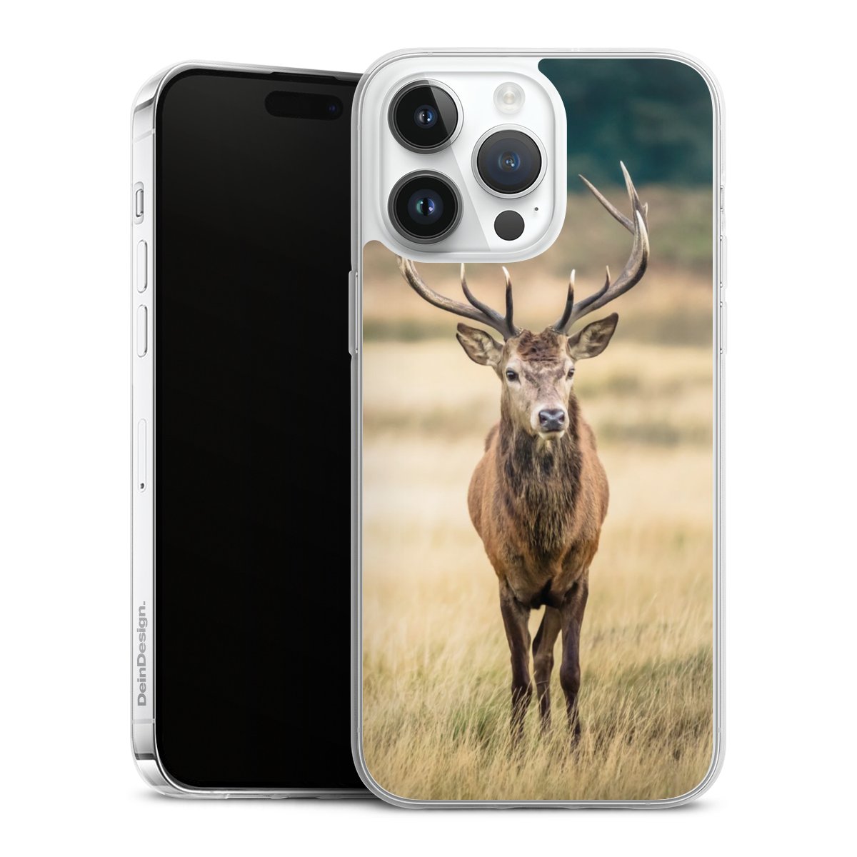 iPhone 14 Pro Max Handy Slim Case extra dünn Silikon Handyhülle transparent Hülle Deer Meadow Forrest Silikon Slim Case