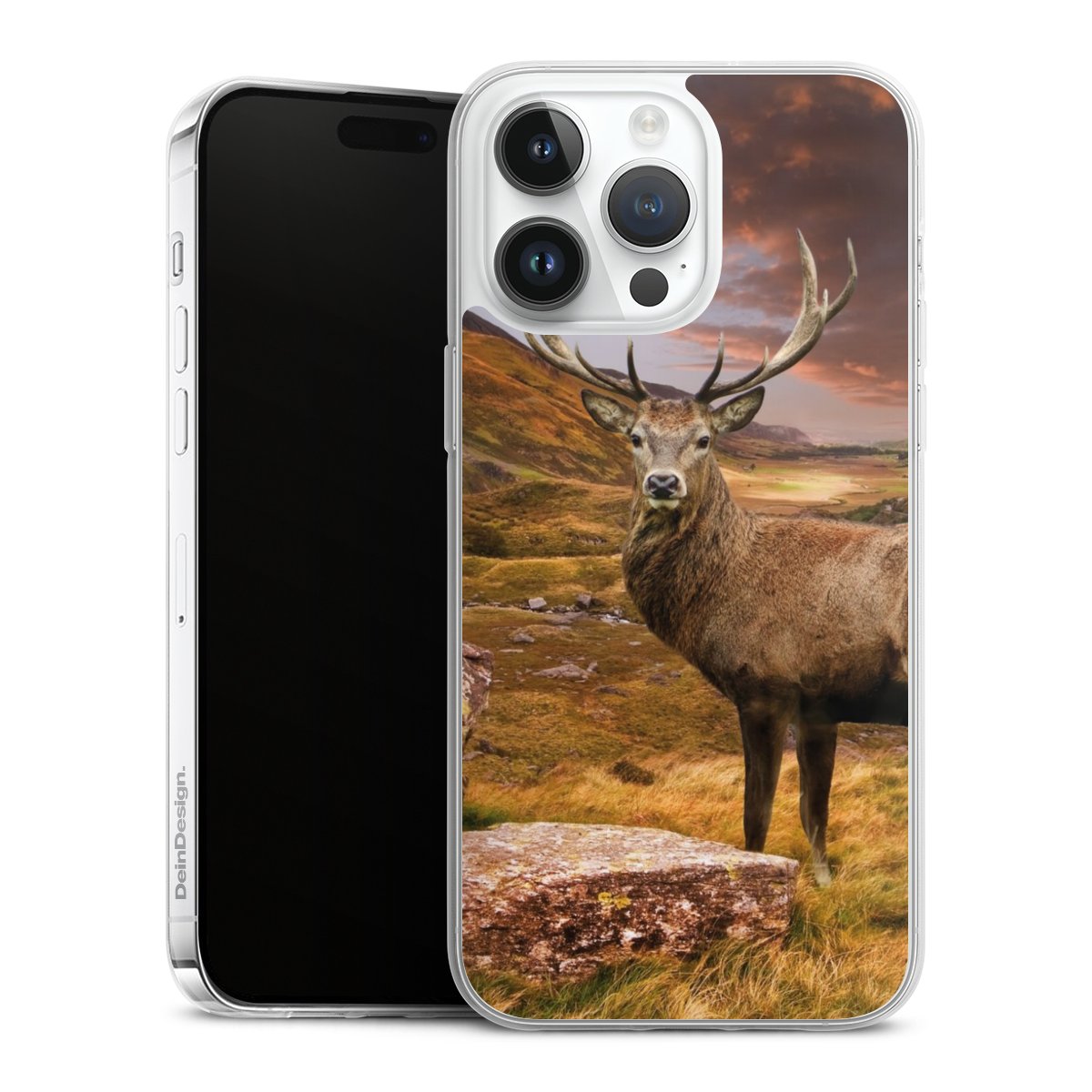 iPhone 14 Pro Max Handy Slim Case extra dünn Silikon Handyhülle transparent Hülle Meadow Mountain Deer Silikon Slim Case