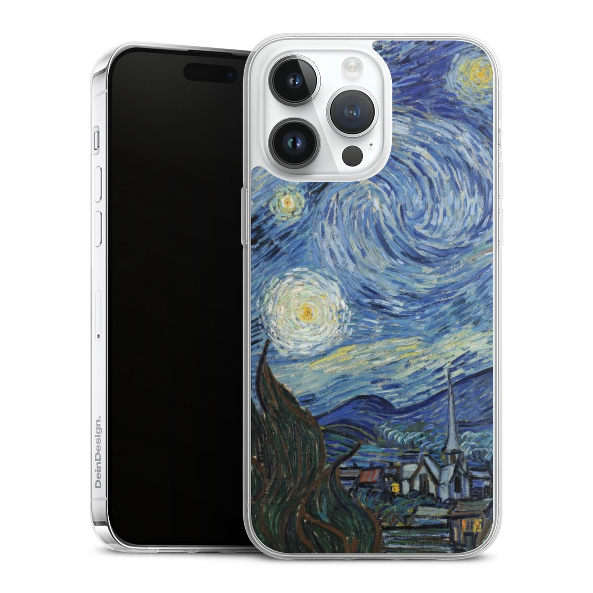 iPhone 14 Pro Max Handy Slim Case extra dünn Silikon Handyhülle transparent Hülle The Starry Night Kunst Vincent Van Gogh Silikon Slim Case