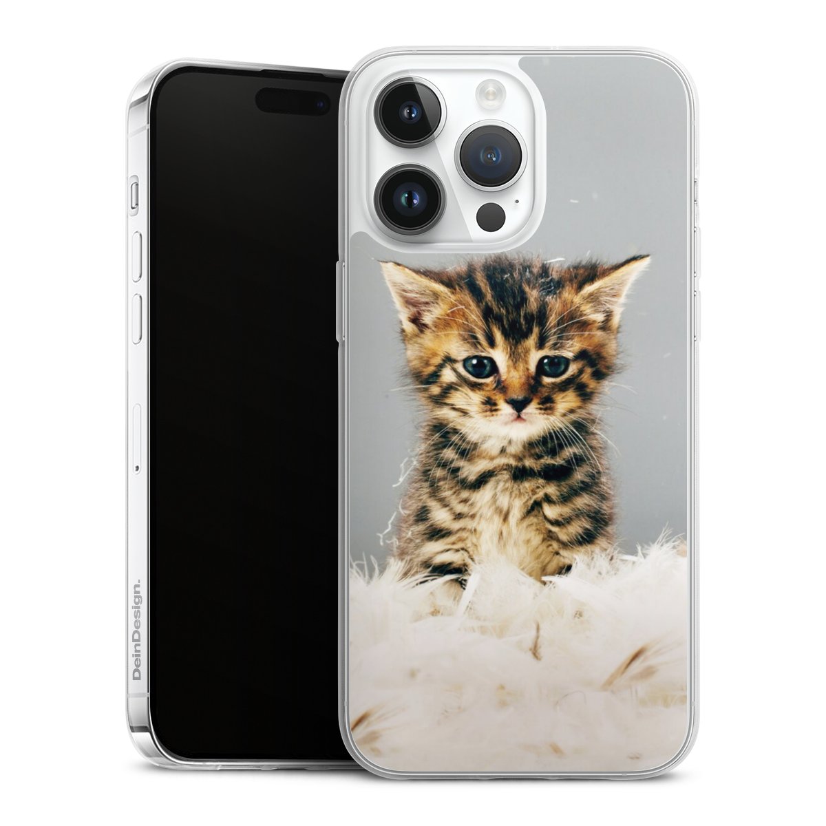 iPhone 14 Pro Max Handy Slim Case extra dünn Silikon Handyhülle transparent Hülle Cat Feather Pet Silikon Slim Case