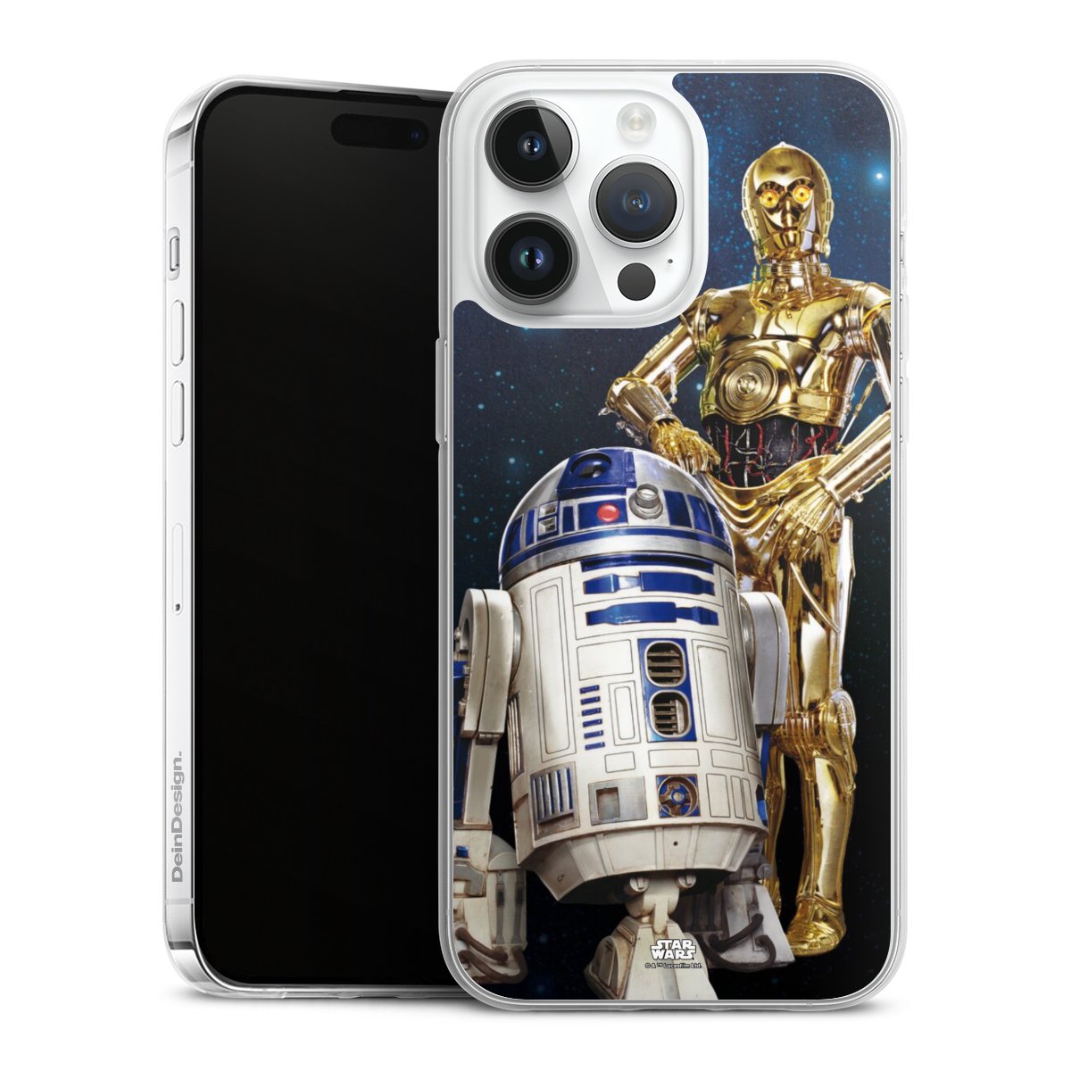 iPhone 14 Pro Max Handy Slim Case extra dünn Silikon Handyhülle transparent Hülle Weltall Star Wars R2d2 Silikon Slim Case