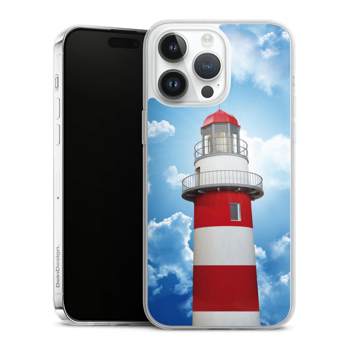 iPhone 14 Pro Max Handy Slim Case extra dünn Silikon Handyhülle transparent Hülle Lighthouse Sky Cloud Silikon Slim Case