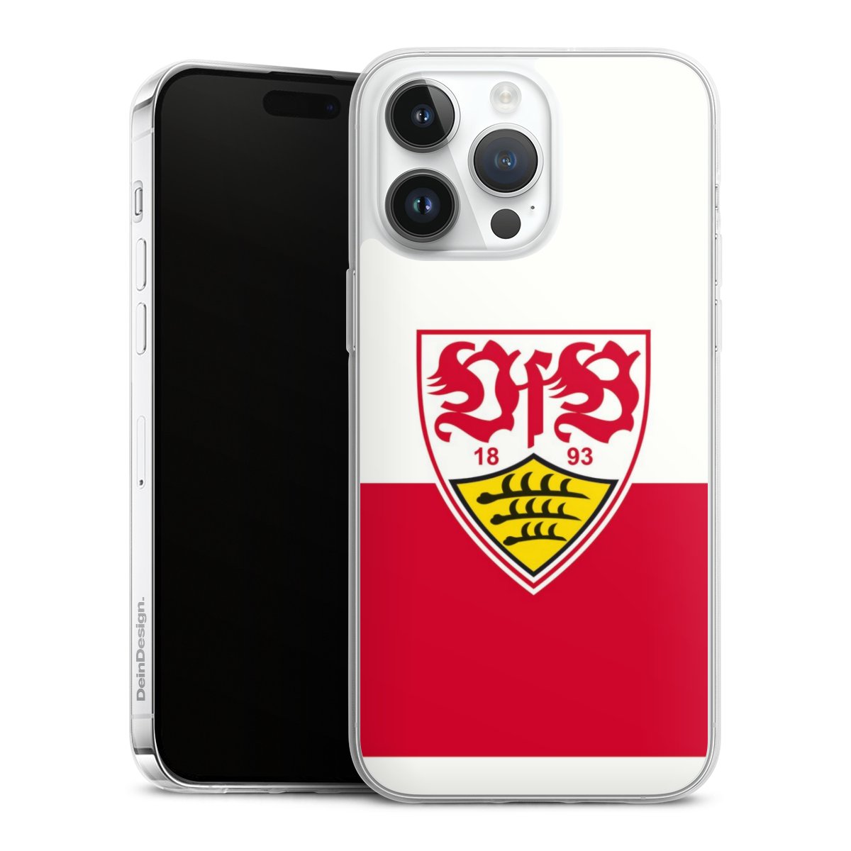 iPhone 14 Pro Max Handy Slim Case extra dünn Silikon Handyhülle transparent Hülle Official Licensed Product Logo Vfb Stuttgart Silikon Slim Case