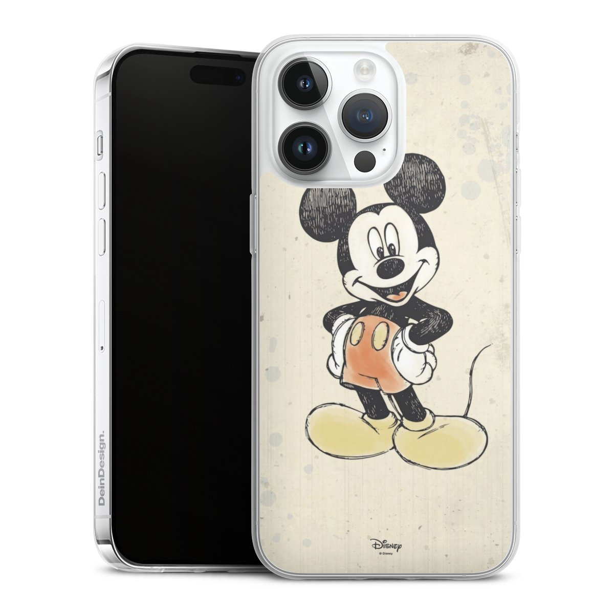 iPhone 14 Pro Max Handy Slim Case extra dünn Silikon Handyhülle transparent Hülle Water Colour Mickey & Minnie Mouse Official Licensed Product Silikon Slim Case