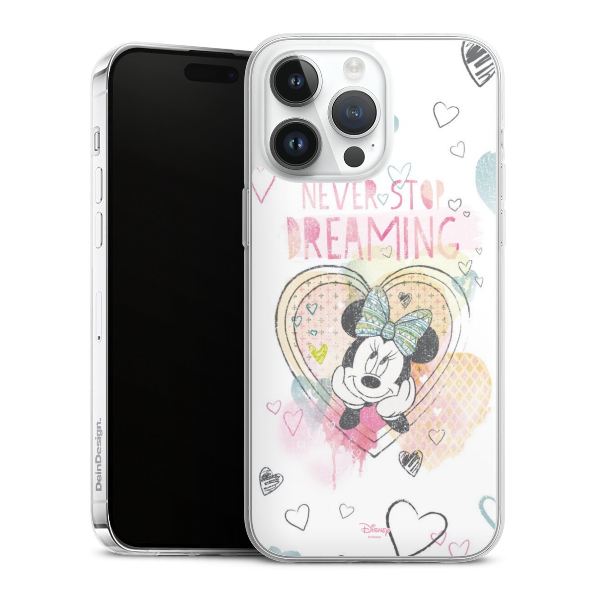 iPhone 14 Pro Max Handy Slim Case extra dünn Silikon Handyhülle transparent Hülle Disney Official Licensed Product Minnie Mouse Silikon Slim Case