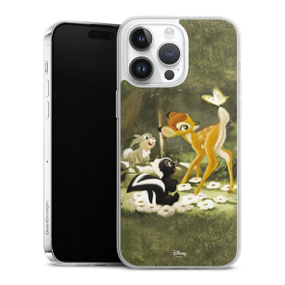 iPhone 14 Pro Max Handy Slim Case extra dünn Silikon Handyhülle transparent Hülle Disney Official Licensed Product Bambi Silikon Slim Case