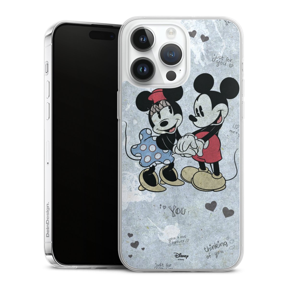 iPhone 14 Pro Max Handy Slim Case extra dünn Silikon Handyhülle transparent Hülle Mickey & Minnie Mouse Vintage Disney Silikon Slim Case