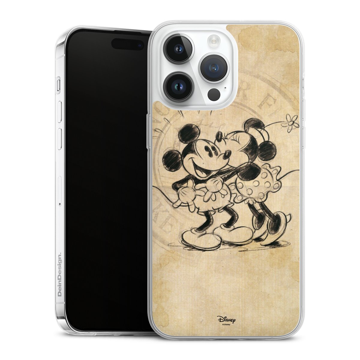 iPhone 14 Pro Max Handy Slim Case extra dünn Silikon Handyhülle transparent Hülle Mickey Mouse Vintage Minnie Mouse Silikon Slim Case