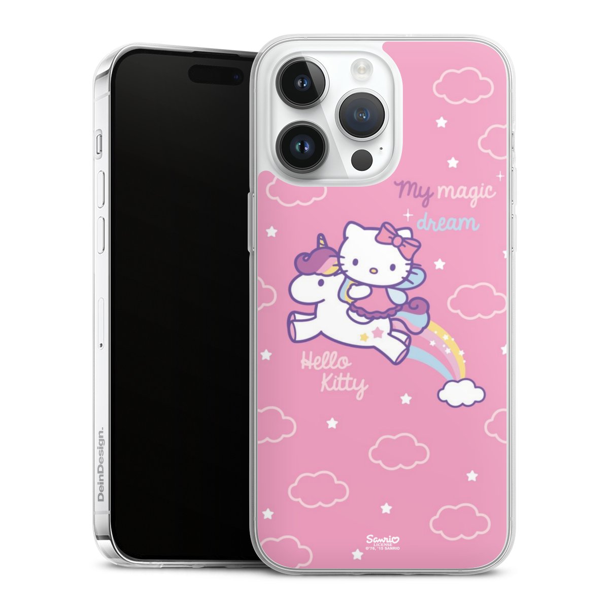 iPhone 14 Pro Max Handy Slim Case extra dünn Silikon Handyhülle transparent Hülle Einhorn Official Licensed Product Hello Kitty Silikon Slim Case