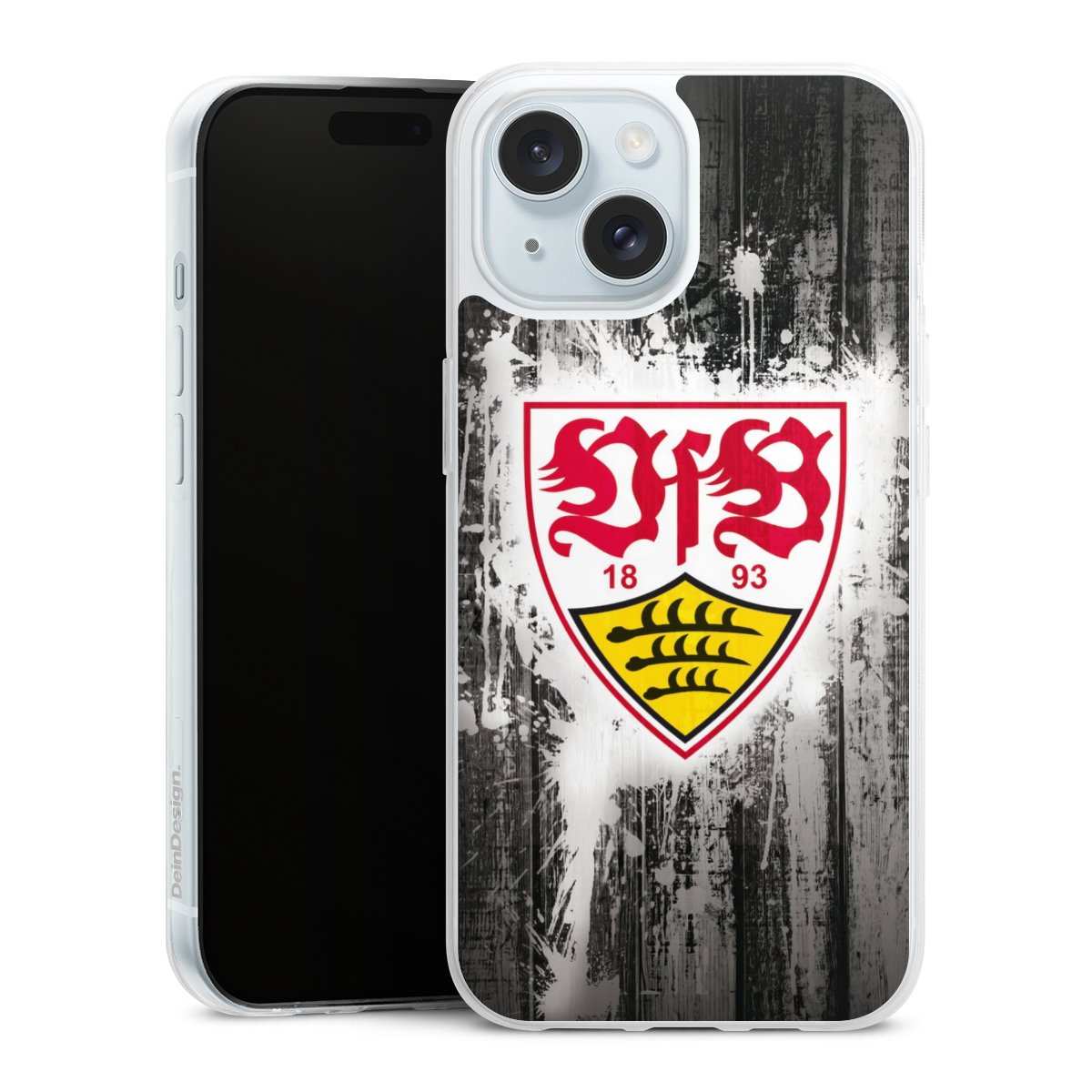 iPhone 15 Handy Slim Case extra dünn Silikon Handyhülle transparent Hülle Vfb Stuttgart Official Licensed Product Silikon Slim Case