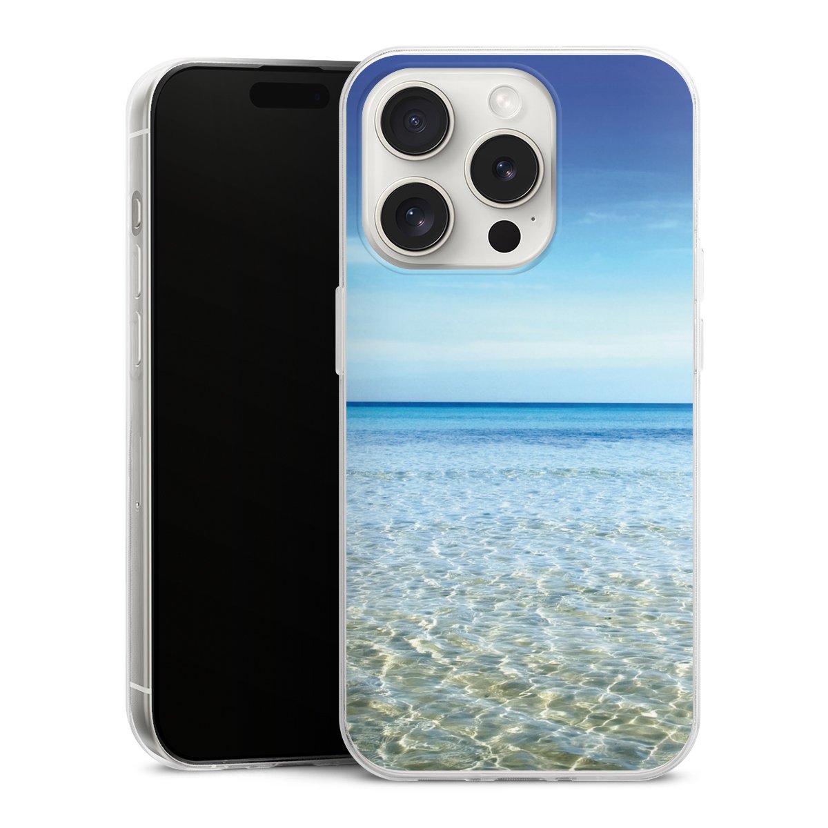 iPhone 15 Pro Handy Slim Case extra dünn Silikon Handyhülle transparent Hülle Urlaub Sky Ocean Silikon Slim Case