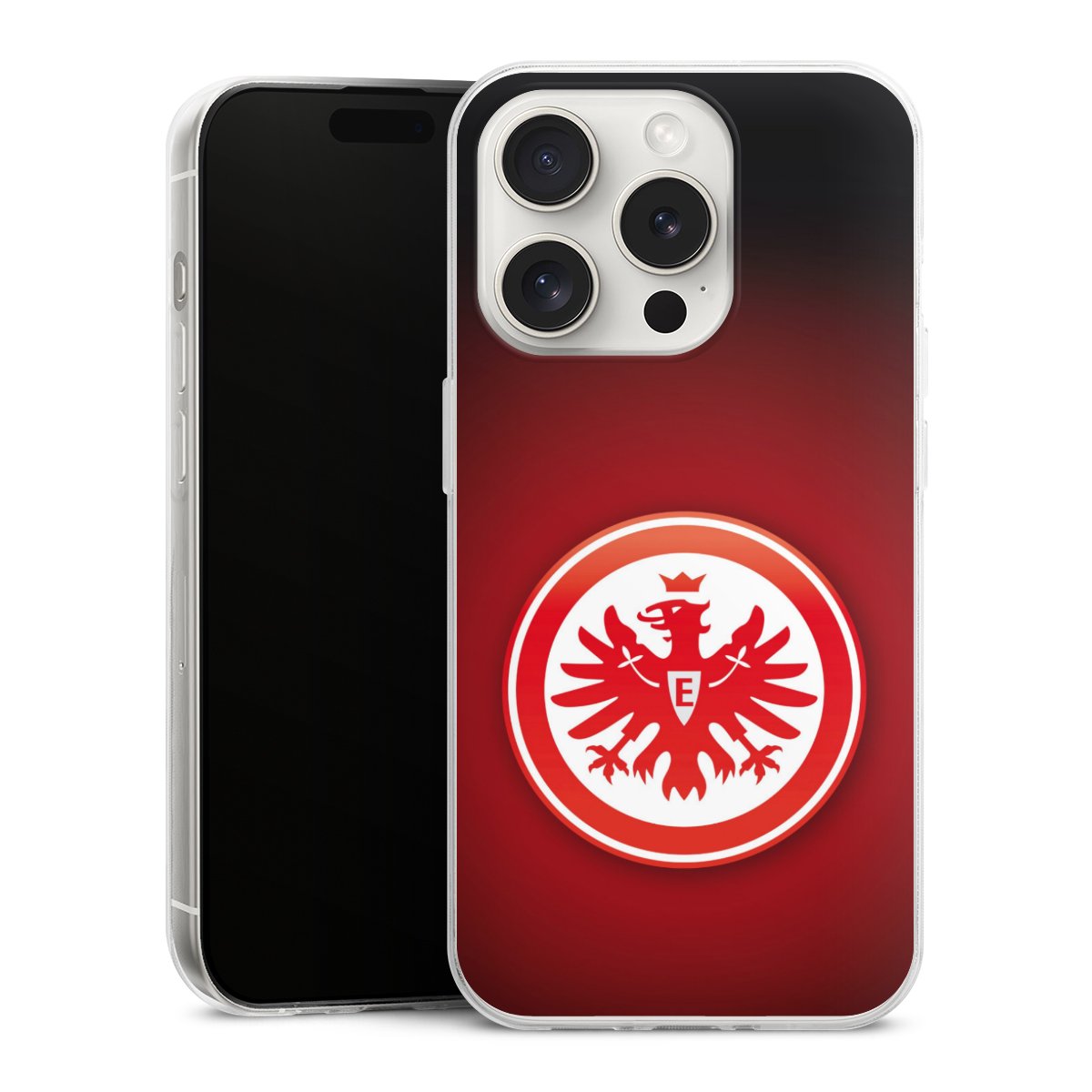 iPhone 15 Pro Handy Slim Case extra dünn Silikon Handyhülle transparent Hülle Eintracht Frankfurt Official Licensed Product Coat Of Arms Silikon Slim Case