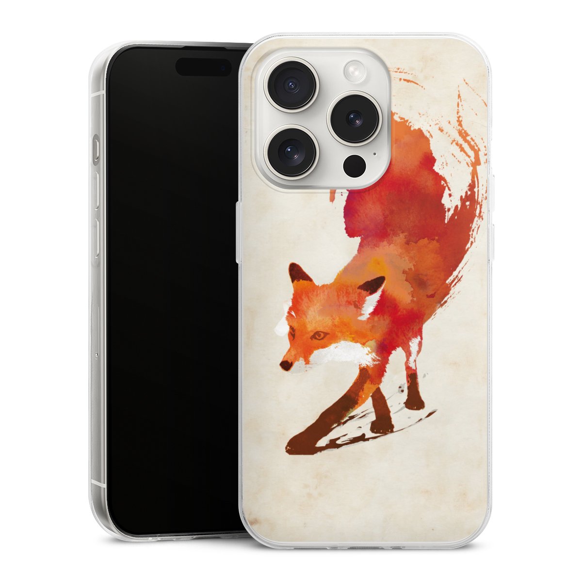 iPhone 15 Pro Handy Slim Case extra dünn Silikon Handyhülle transparent Hülle Fox Graphic Silikon Slim Case