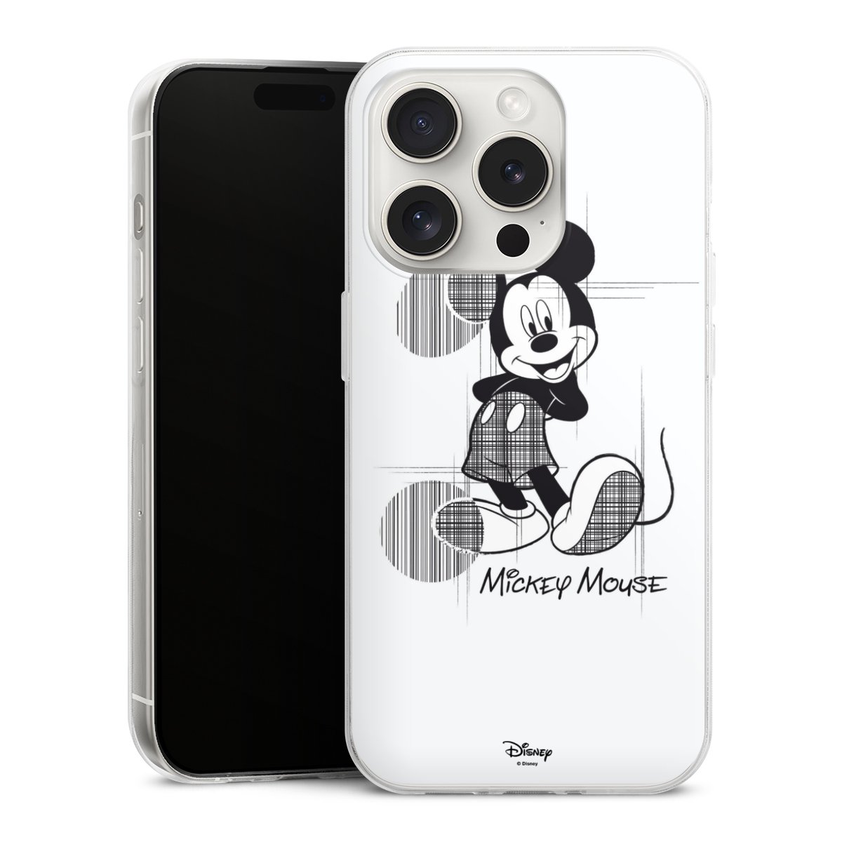 iPhone 15 Pro Handy Slim Case extra dünn Silikon Handyhülle transparent Hülle Disney Official Licensed Product Mickey Mouse Silikon Slim Case