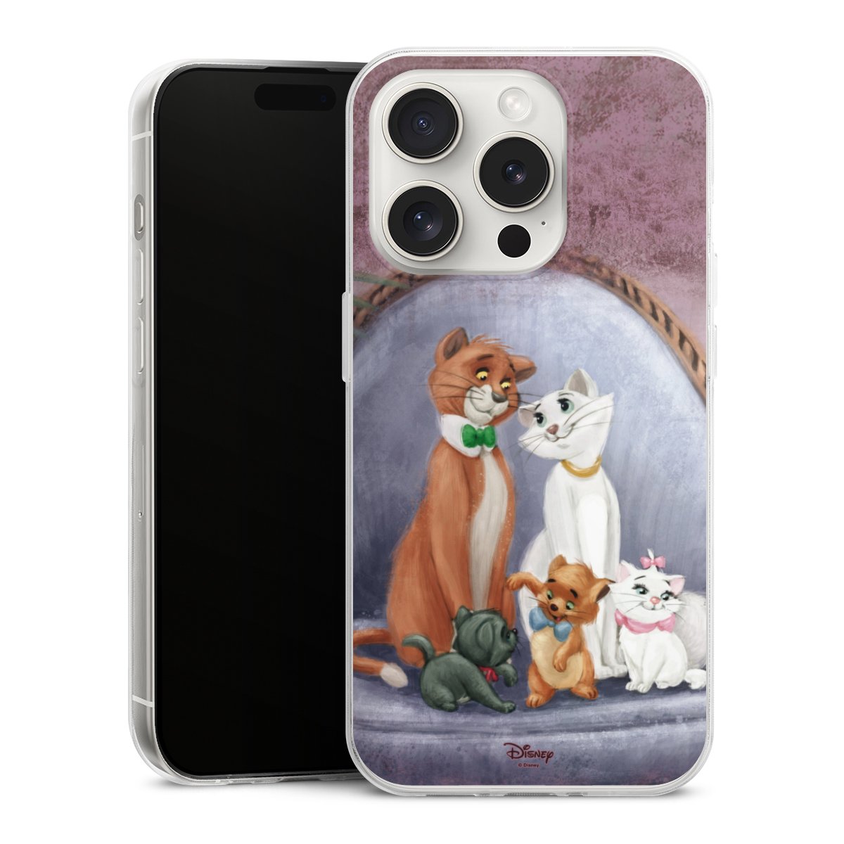 iPhone 15 Pro Handy Slim Case extra dünn Silikon Handyhülle transparent Hülle Official Licensed Product Disney Aristocats Silikon Slim Case