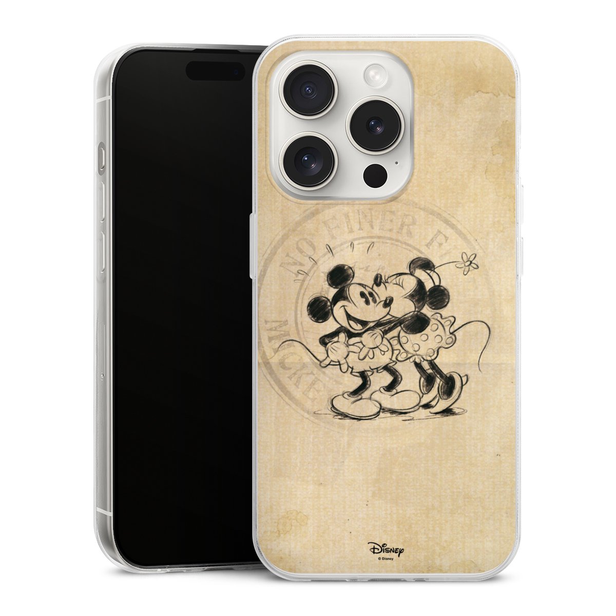 iPhone 15 Pro Handy Slim Case extra dünn Silikon Handyhülle transparent Hülle Mickey Mouse Vintage Minnie Mouse Silikon Slim Case