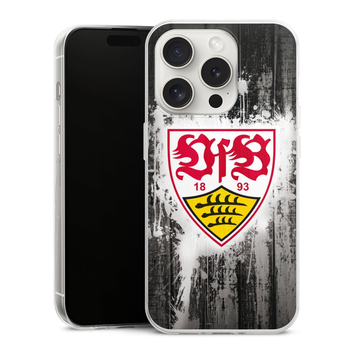 iPhone 15 Pro Handy Slim Case extra dünn Silikon Handyhülle transparent Hülle Vfb Stuttgart Official Licensed Product Silikon Slim Case