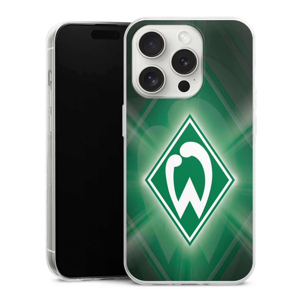 iPhone 15 Pro Handy Slim Case extra dünn Silikon Handyhülle transparent Hülle Sv Werder Bremen Official Licensed Product Coat Of Arms Silikon Slim Case