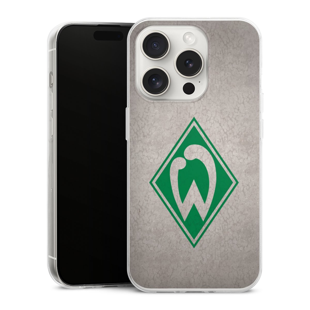 iPhone 15 Pro Handy Slim Case extra dünn Silikon Handyhülle transparent Hülle Sv Werder Bremen Concrete Official Licensed Product Silikon Slim Case