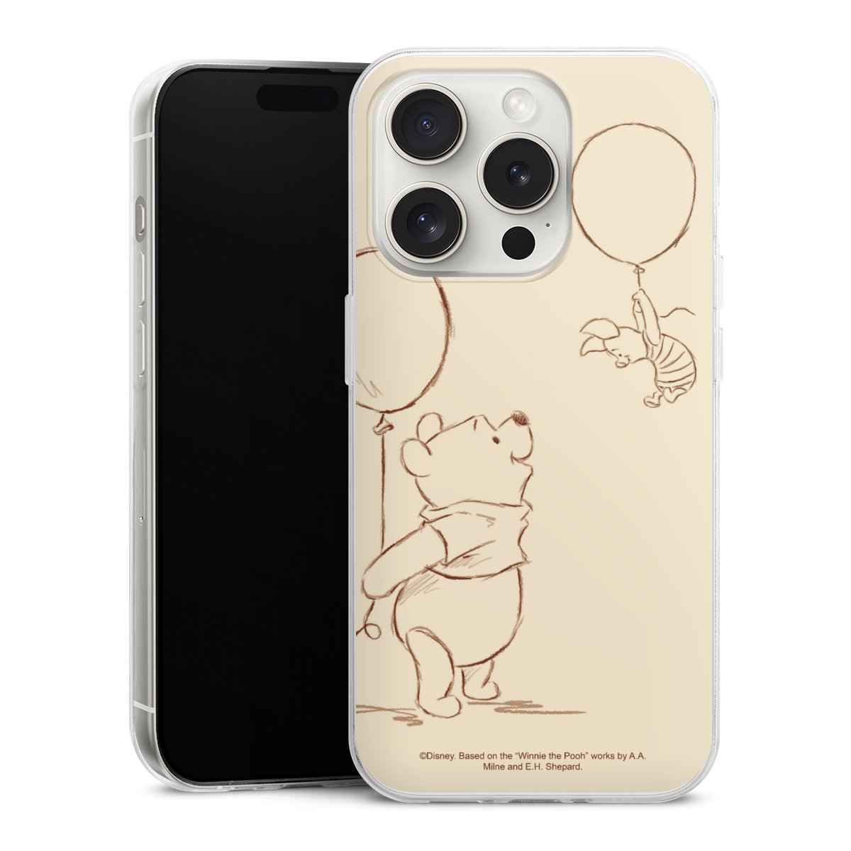 iPhone 15 Pro Handy Slim Case extra dünn Silikon Handyhülle transparent Hülle Official Licensed Product Winnie The Pooh Disney Silikon Slim Case