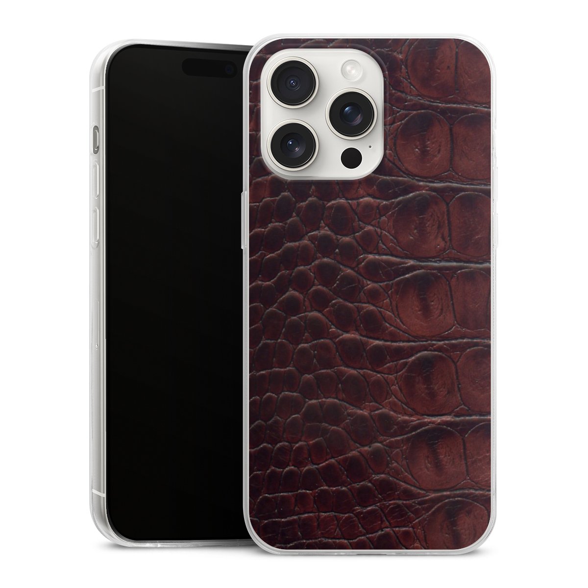 iPhone 15 Pro Max Handy Slim Case extra dünn Silikon Handyhülle transparent Hülle Crocodile Animal Print Leather Silikon Slim Case