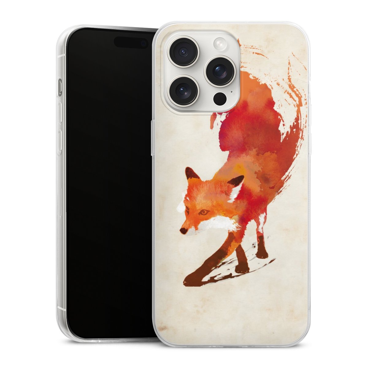 iPhone 15 Pro Max Handy Slim Case extra dünn Silikon Handyhülle transparent Hülle Fox Graphic Silikon Slim Case