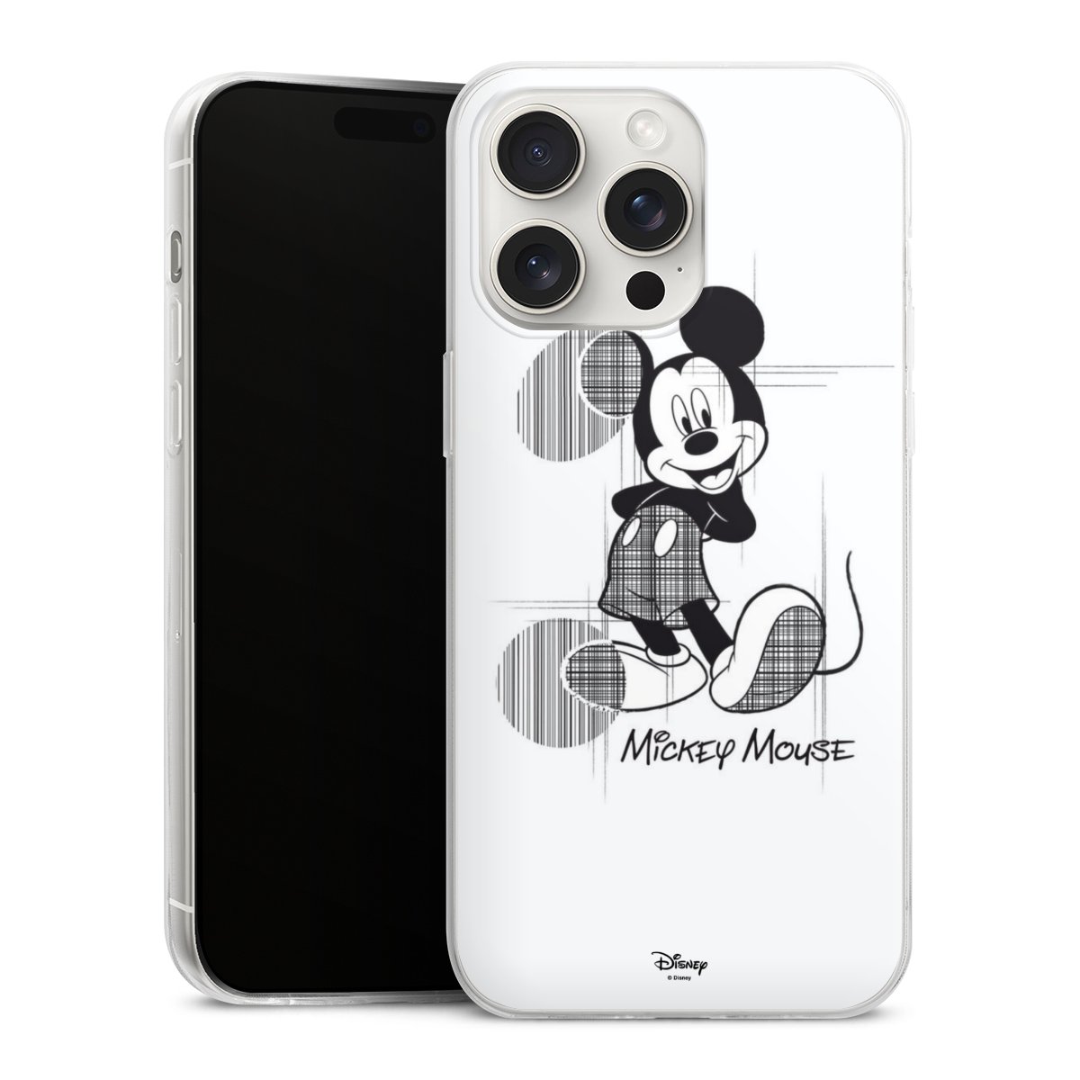 iPhone 15 Pro Max Handy Slim Case extra dünn Silikon Handyhülle transparent Hülle Disney Official Licensed Product Mickey Mouse Silikon Slim Case