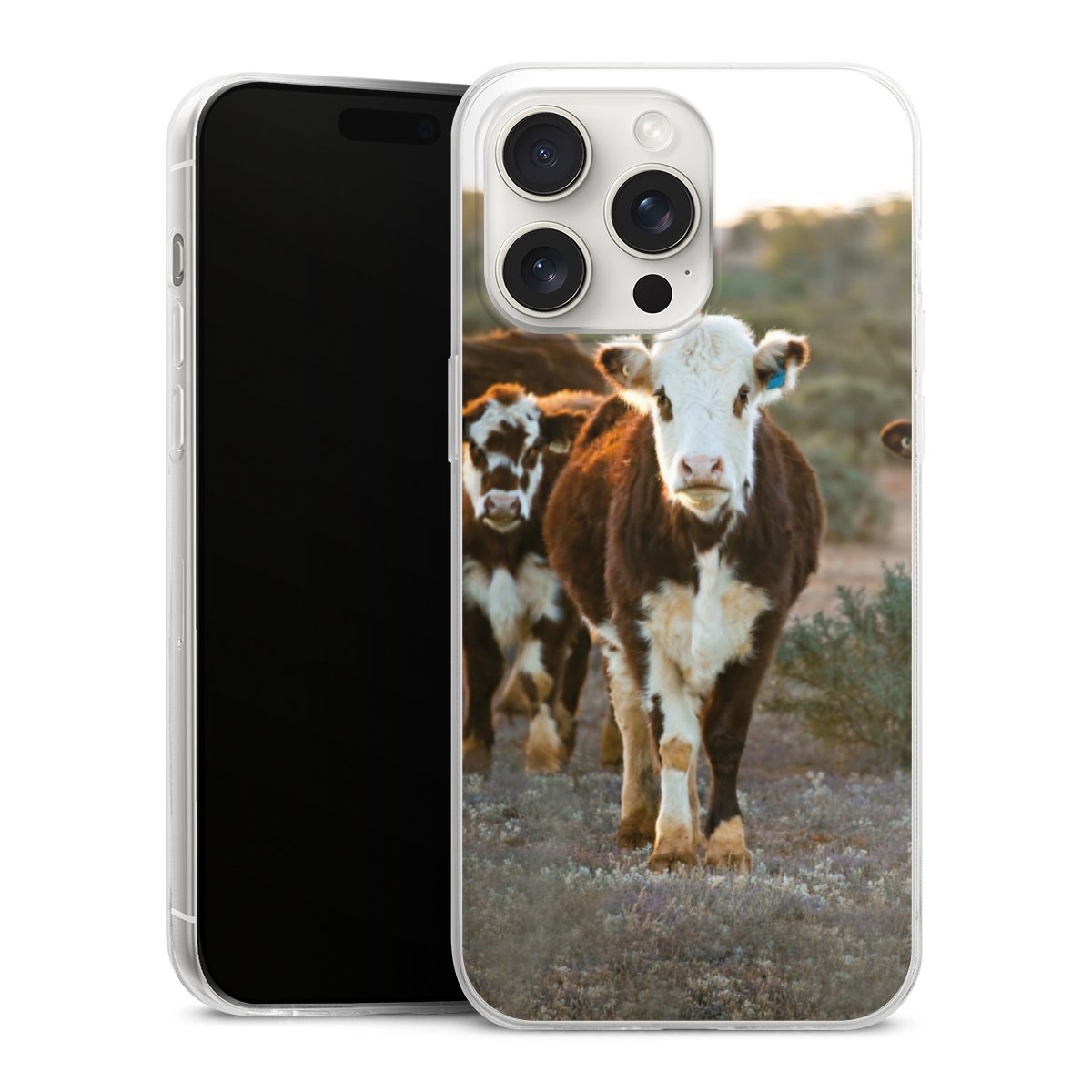 iPhone 15 Pro Max Handy Slim Case extra dünn Silikon Handyhülle transparent Hülle Cow Farmer Calf Silikon Slim Case