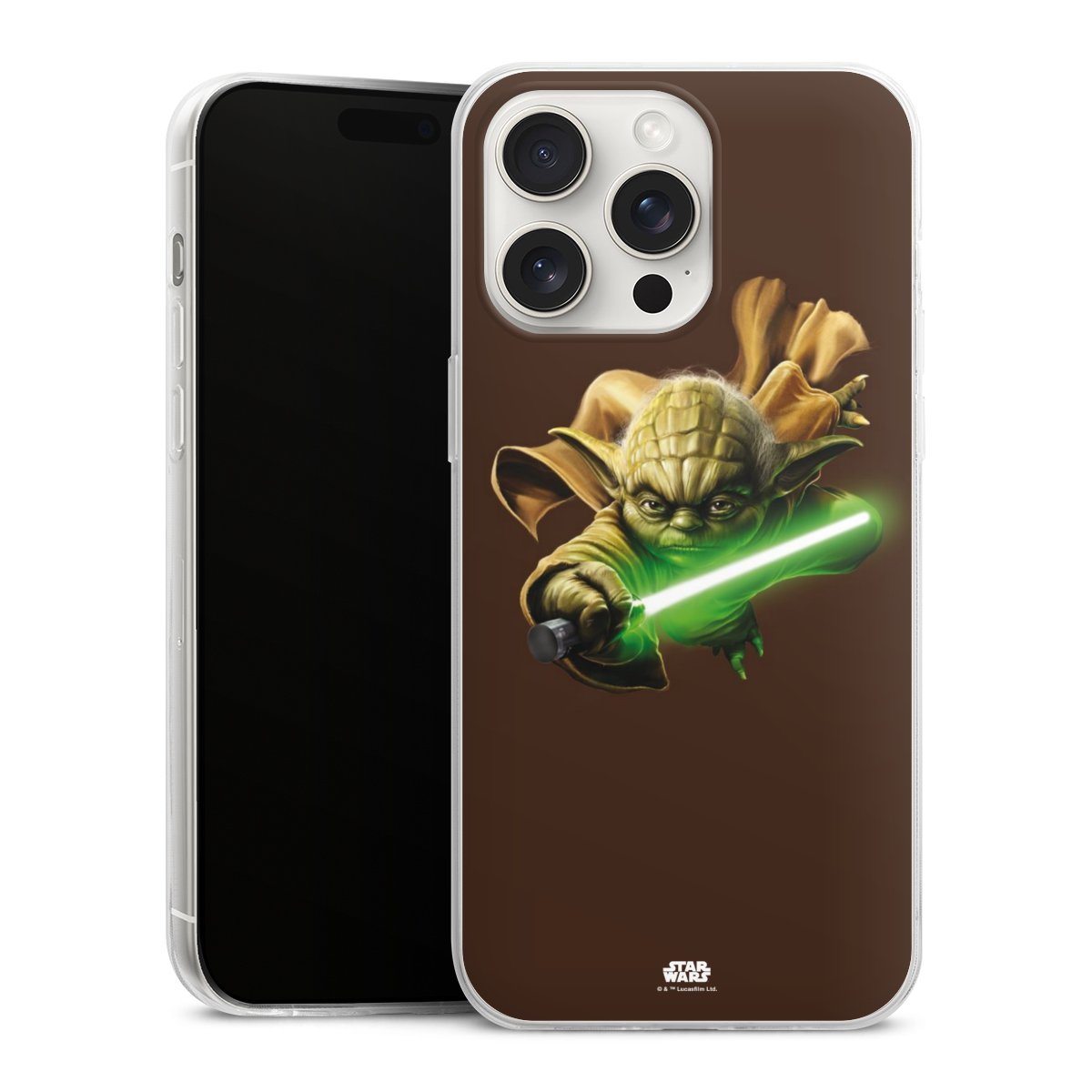 iPhone 15 Pro Max Handy Slim Case extra dünn Silikon Handyhülle transparent Hülle Yoda Merchandise Star Wars Silikon Slim Case