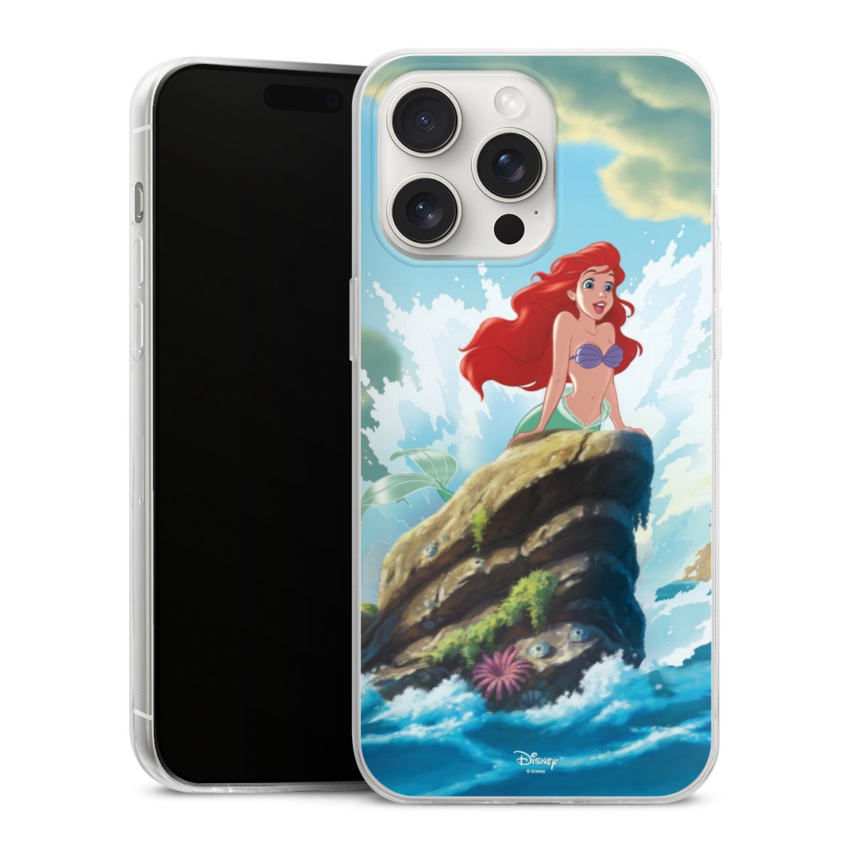 iPhone 15 Pro Max Handy Slim Case extra dünn Silikon Handyhülle transparent Hülle Mermaid Arielle Die Meerjungfrau Official Licensed Product Silikon Slim Case